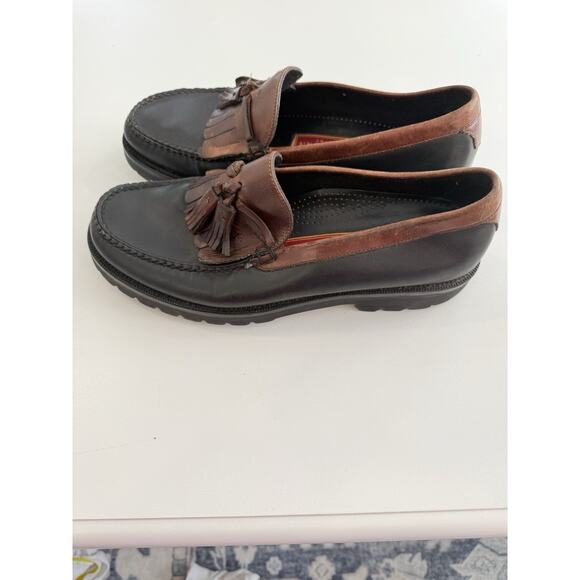 Cole Haan Shoes Mens Size 9 Black Brown Leather Loafers Slip On Tassle Fringe main image 6